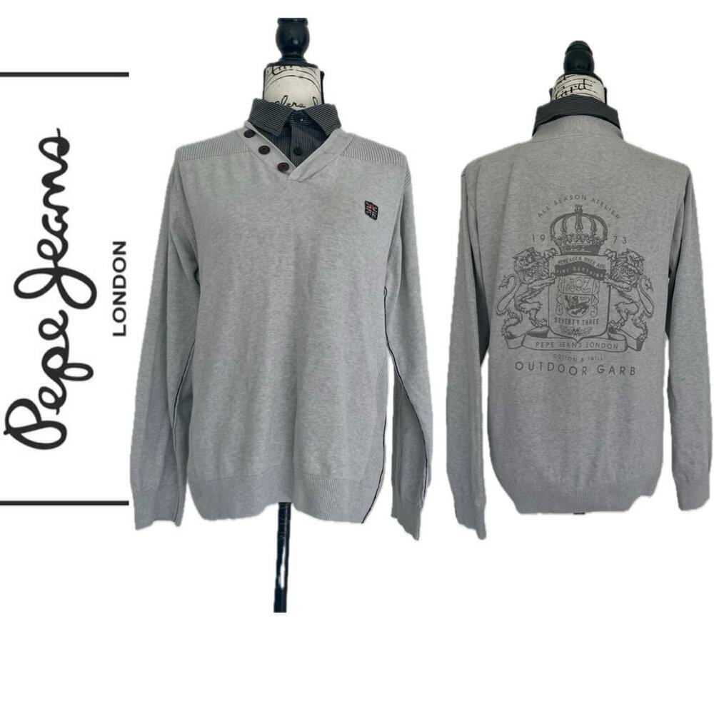 Y2K 90’s‎ PEPE JEANS LONDON SWEATER MOCK NECK COLLAR KNITTED SZ XL ICONIC